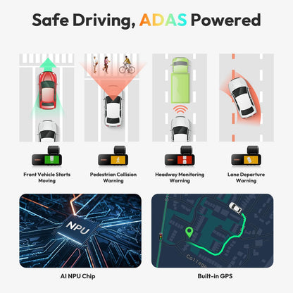 Cámara Dash Cam REDTIGER 4K + 1080P con GPS y Wi-Fi