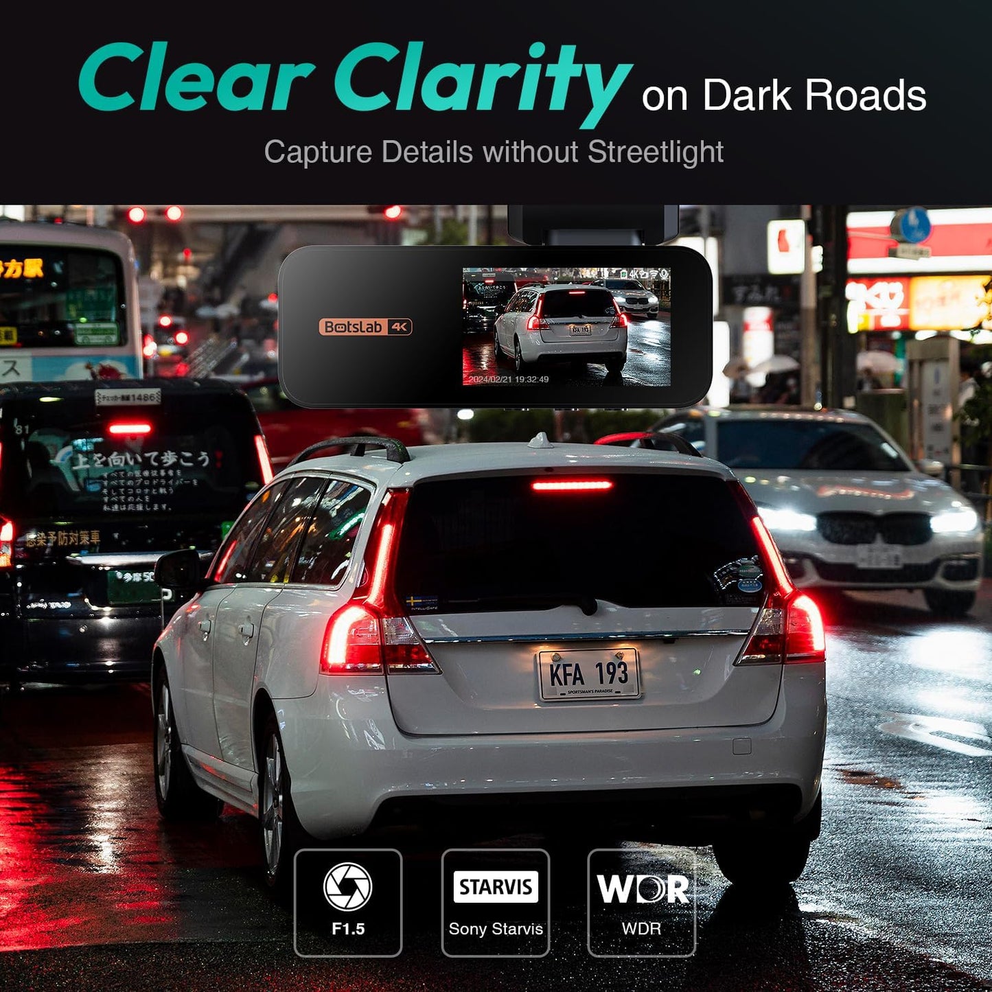 Cámara Dash Cam REDTIGER 4K + 1080P con GPS y Wi-Fi