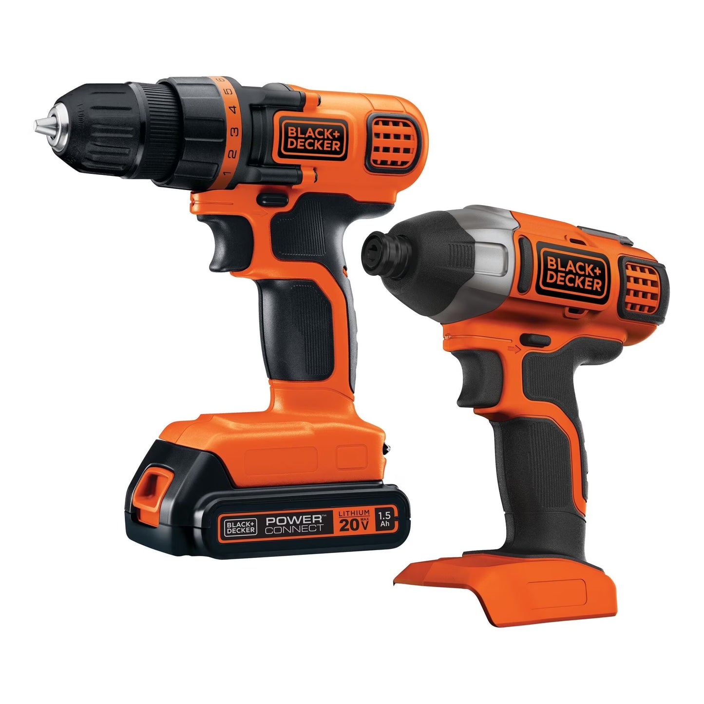 Combo Profesional BLACK+DECKER 20V MAX (2X1)– Taladro Inalámbrico + Destornillador de Impacto