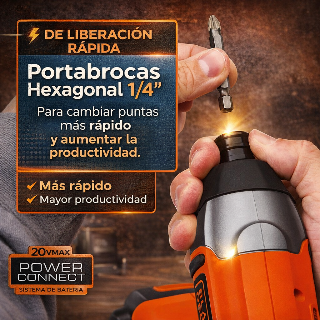 Combo Profesional BLACK+DECKER 20V MAX (2X1)– Taladro Inalámbrico + Destornillador de Impacto