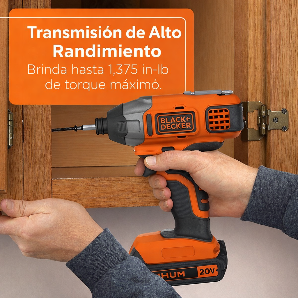 Combo Profesional BLACK+DECKER 20V MAX (2X1)– Taladro Inalámbrico + Destornillador de Impacto