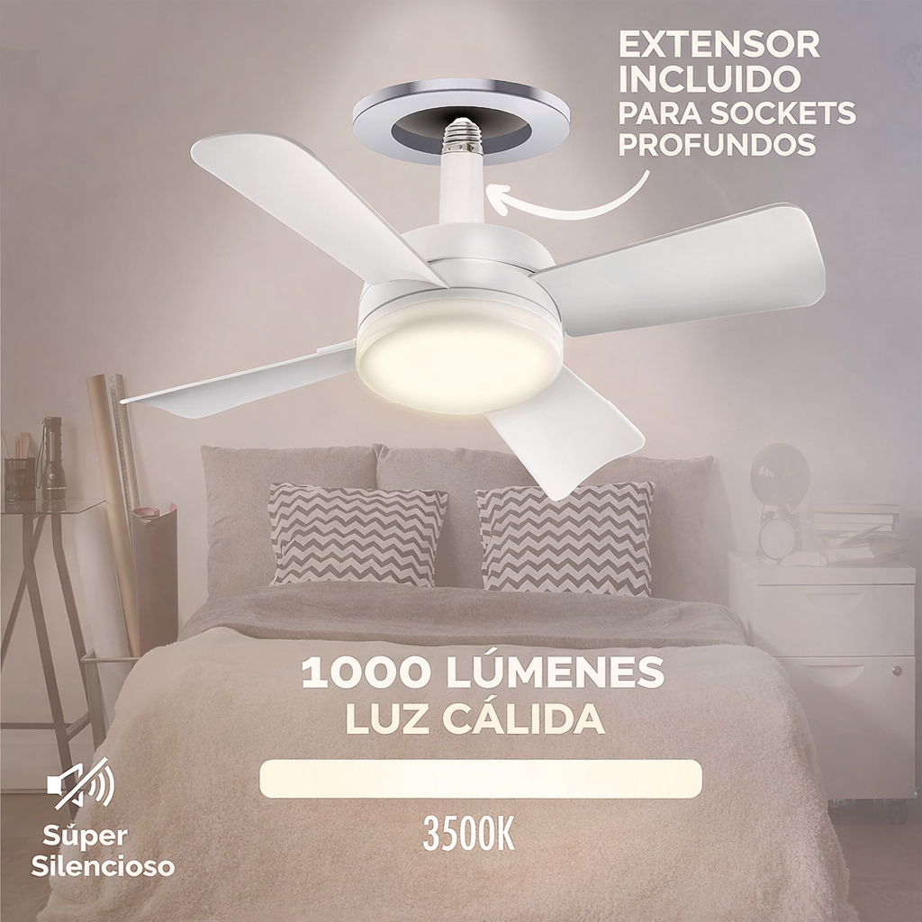 Bell+Howell ™ Ventiladores de Techo Pequeños Portátiles con Luces para Dormitorio, Cocina, Sala de Estar