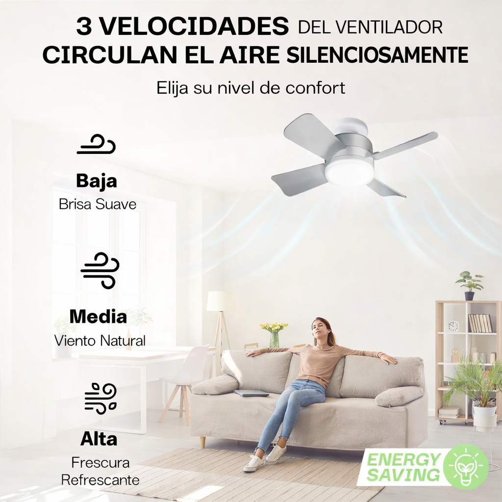 Bell+Howell ™ Ventiladores de Techo Pequeños Portátiles con Luces para Dormitorio, Cocina, Sala de Estar