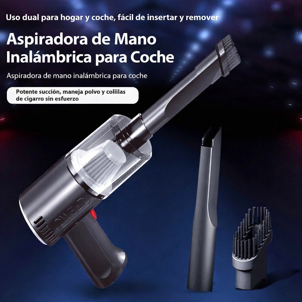 Aspiradora portátil recargable e inalámbrica de alta potencia para hogar y coche.