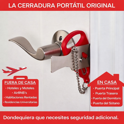 Cerradura de Puerta Portátil Original (PACK 2 UND ) para Seguridad en Viajes,Casas, Apartamentos, Hoteles, Moteles, Residencias